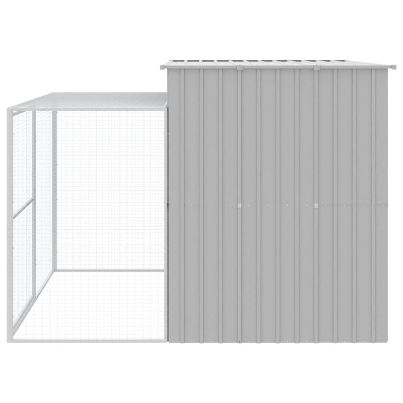 vidaXL világosszürke horganyzott acél tetős kutyakennel 214x253x181 cm