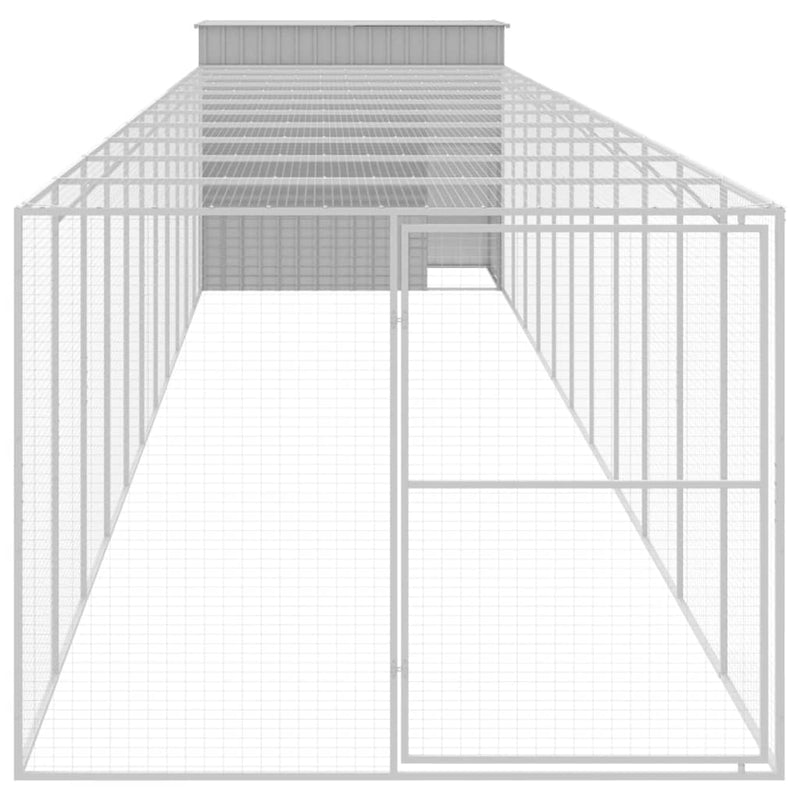vidaXL világosszürke horganyzott acél tetős kutyakennel 214x1273x181cm