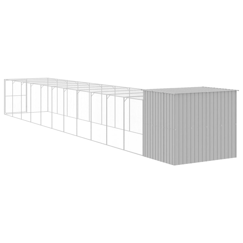 vidaXL világosszürke horganyzott acél tetős kutyakennel 214x1273x181cm