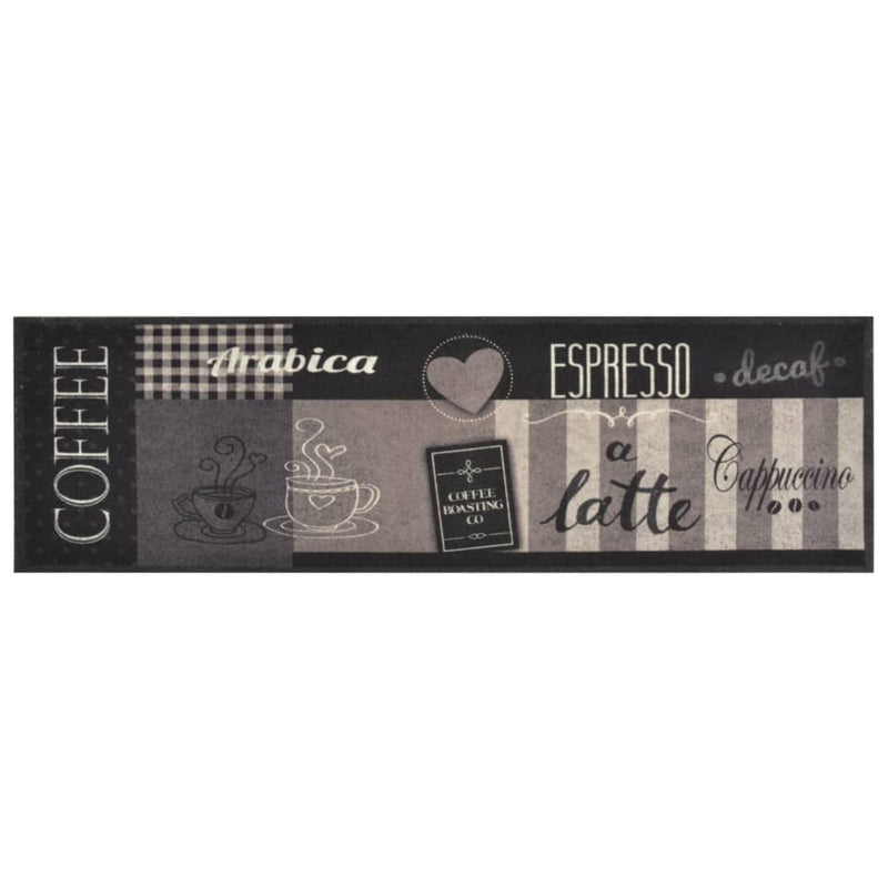 vidaXL fekete mosható coffee feliratos bársony konyhaszőnyeg 45x150 cm