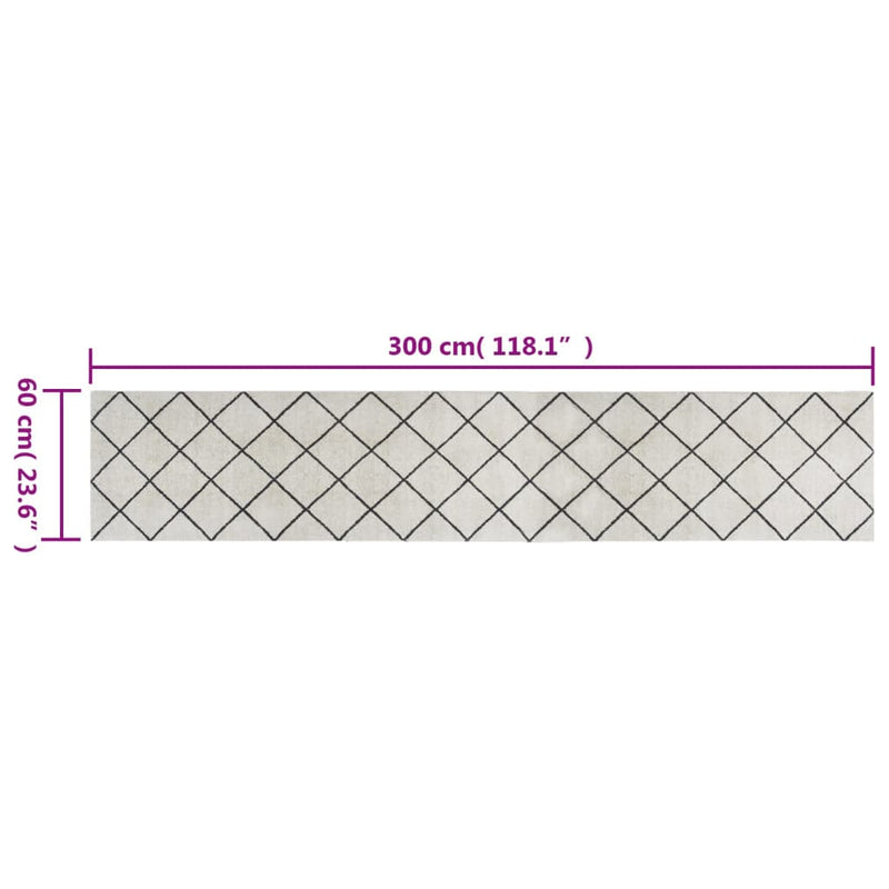 vidaXL mosható kockás bársony konyhaszőnyeg 60 x 300 cm