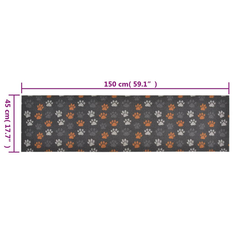 vidaXL mosható tappancsmintás bársony konyhaszőnyeg 45 x 150 cm