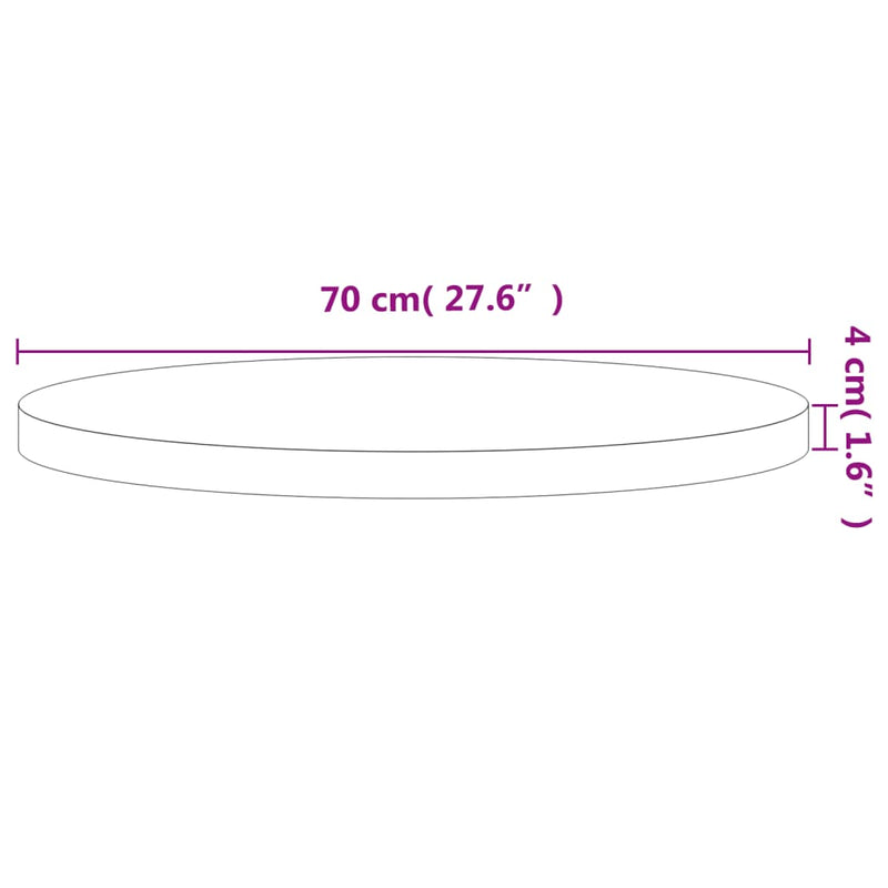 vidaXL tömör bükkfa kerek asztallap Ø70 x 4 cm