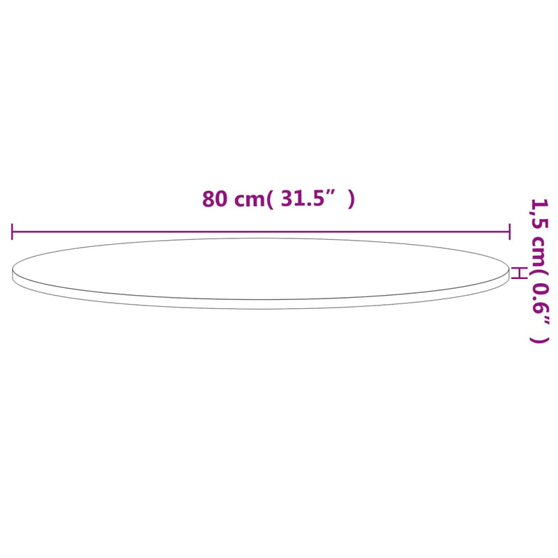 vidaXL tömör bükkfa kerek asztallap Ø80 x 1,5 cm
