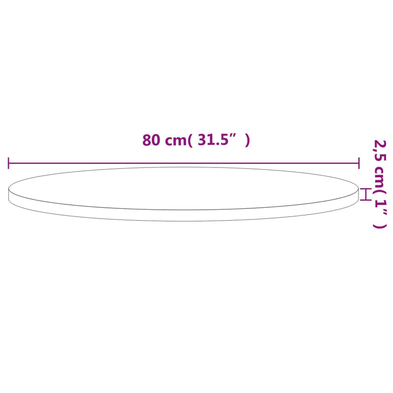 vidaXL tömör bükkfa kerek asztallap Ø80 x 2,5 cm