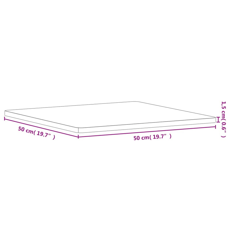 vidaXL tömör bükkfa négyzet alakú asztallap 50 x 50 x 1,5 cm
