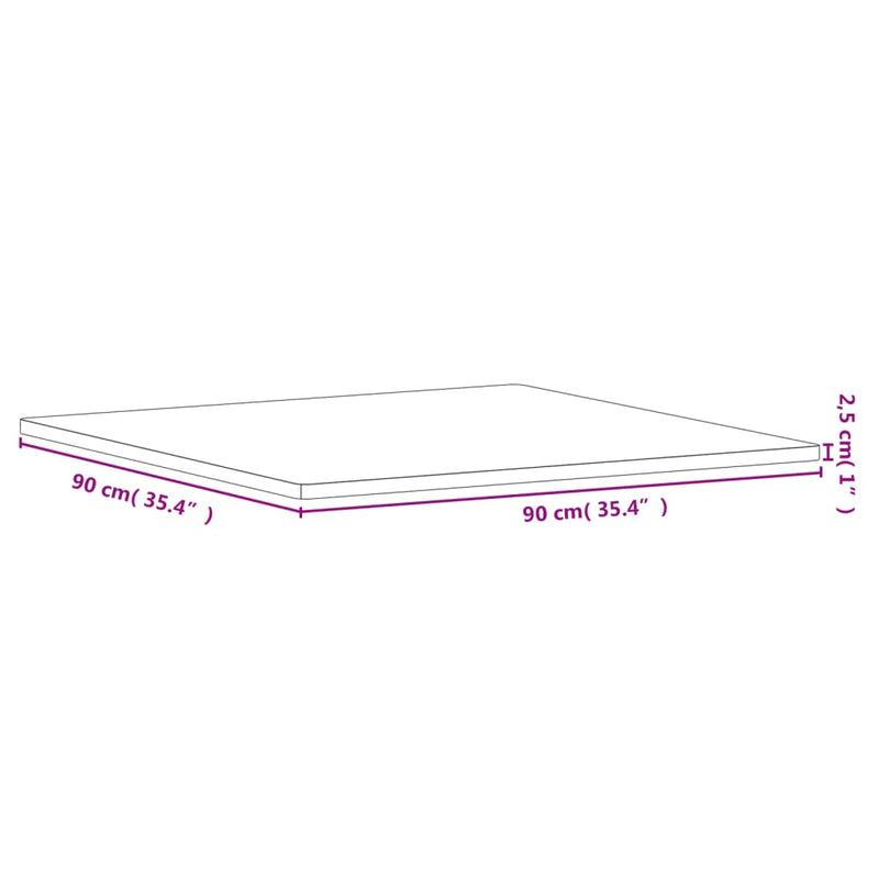 vidaXL tömör bükkfa négyzet alakú asztallap 90 x 90 x 2,5 cm