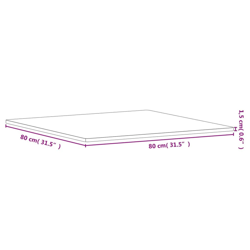 vidaXL tömör bükkfa négyzet alakú asztallap 80 x 80 x 1,5 cm
