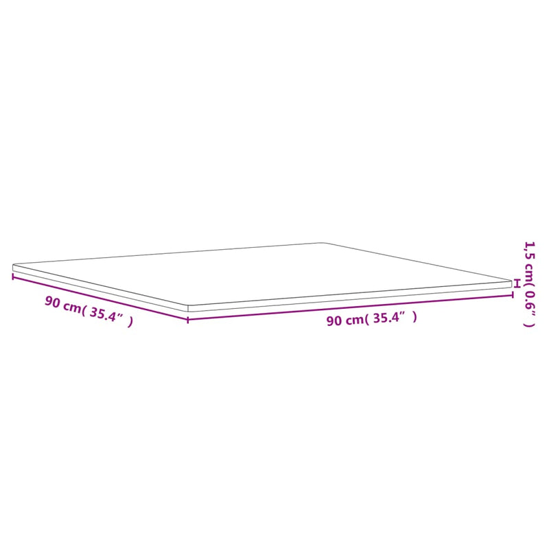vidaXL tömör bükkfa négyzet alakú asztallap 90 x 90 x 1,5 cm