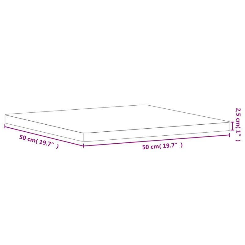 vidaXL tömör bükkfa négyzet alakú asztallap 50 x 50 x 2,5 cm