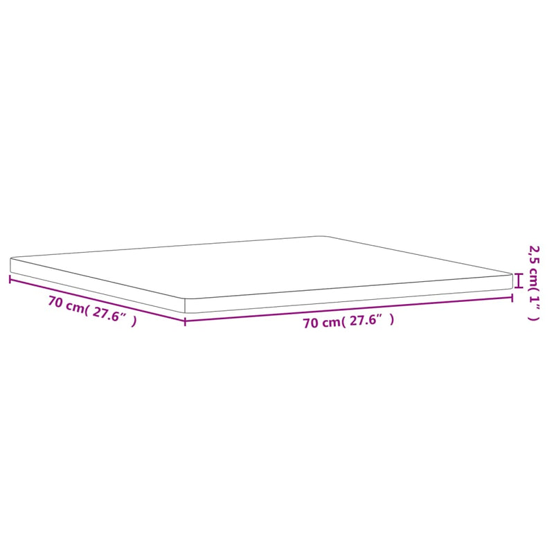 vidaXL tömör bükkfa négyzet alakú asztallap 70 x 70 x 2,5 cm