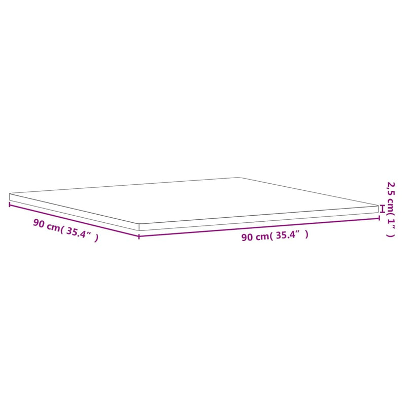 vidaXL tömör bükkfa négyzet alakú asztallap 90 x 90 x 2,5 cm