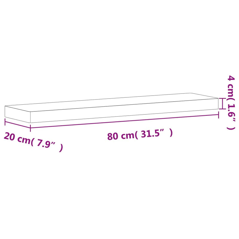 vidaXL tömör bükkfa fali polc 80 x 20 x 4 cm