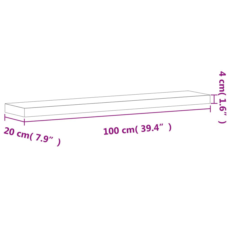 vidaXL tömör bükkfa fali polc 100 x 20 x 4 cm