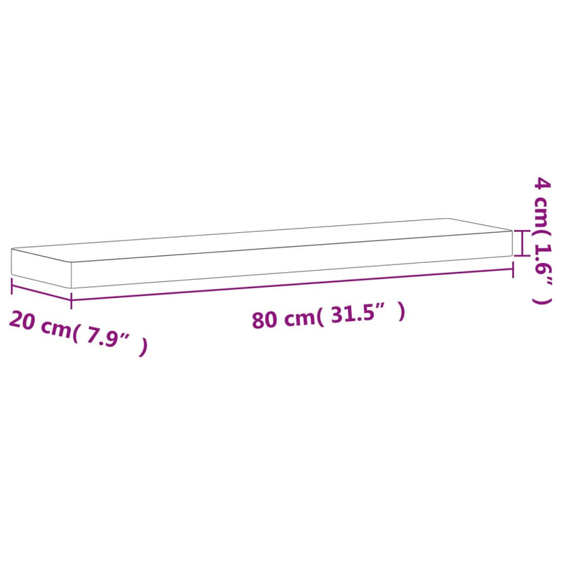 vidaXL tömör bükkfa fali polc 80 x 20 x 4 cm