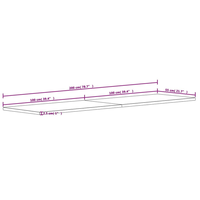 vidaXL tömör bükkfa íróasztallap 200 x 55 x 2,5 cm