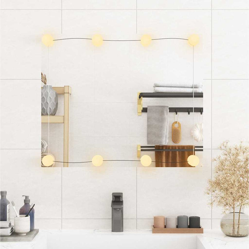 vidaXL téglalap alakú üveg falitükör LED fényekkel 50 x 60 cm