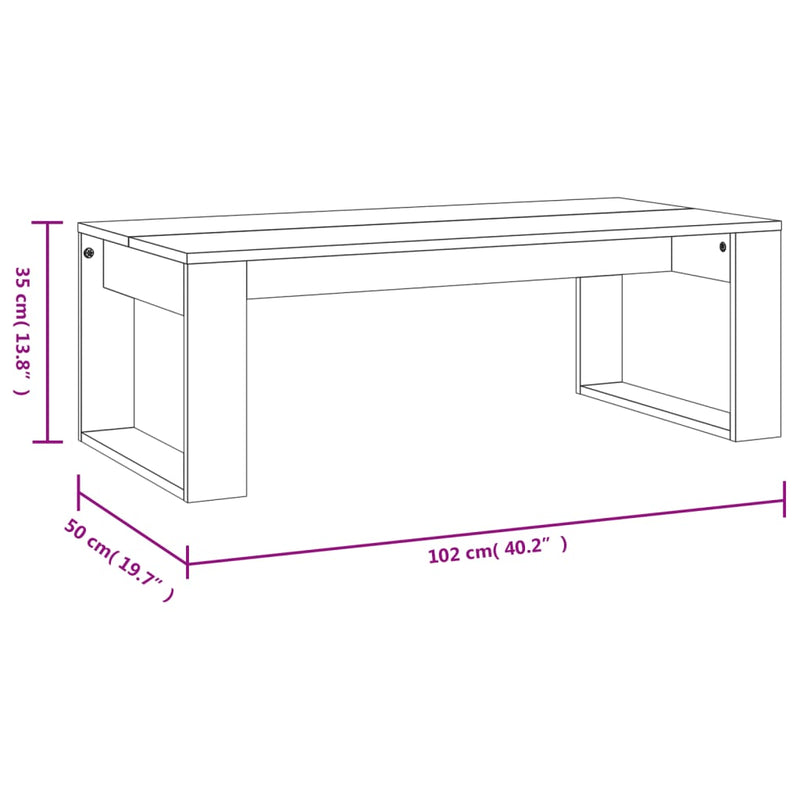 vidaXL sonoma tölgy színű szerelt fa dohányzóasztal 102 x 50 x 35 cm