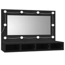 vidaXL fekete tükrös szekrény LED-ekkel 90x31,5x62 cm