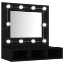 vidaXL fekete tükrös szekrény LED-ekkel 60 x 31,5 x 62 cm