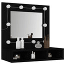 vidaXL fekete tükrös szekrény LED-ekkel 60 x 31,5 x 62 cm