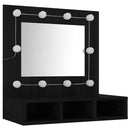 vidaXL fekete tükrös szekrény LED-ekkel 60 x 31,5 x 62 cm