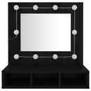 vidaXL fekete tükrös szekrény LED-ekkel 60 x 31,5 x 62 cm