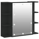 vidaXL fekete tükrös szekrény LED-ekkel 70 x 16,5 x 60 cm