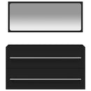 vidaXL fekete szerelt fa fürdőszobaszekrény tükörrel