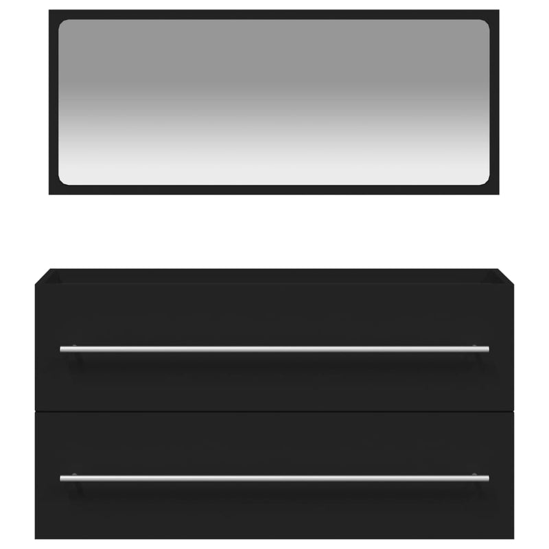 vidaXL fekete szerelt fa fürdőszobaszekrény tükörrel