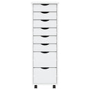 vidaXL MOSS fehér tömör fenyőfa görgős szekrény fiókokkal