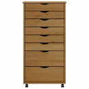 vidaXL MOSS mézbarna tömör fenyőfa görgős szekrény fiókokkal