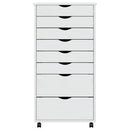 vidaXL MOSS fehér tömör fenyőfa görgős szekrény fiókokkal