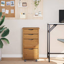 vidaXL MOSS mézbarna tömör fenyőfa görgős szekrény fiókokkal