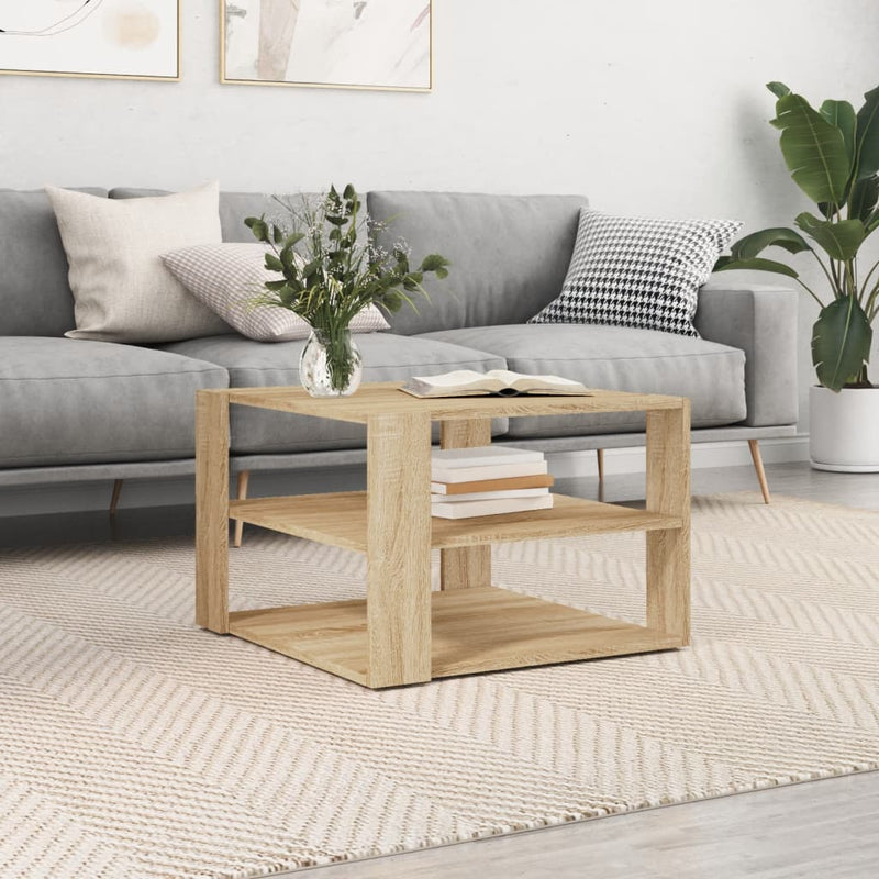 vidaXL sonoma tölgy színű szerelt fa dohányzóasztal 59,5x59,5x40 cm