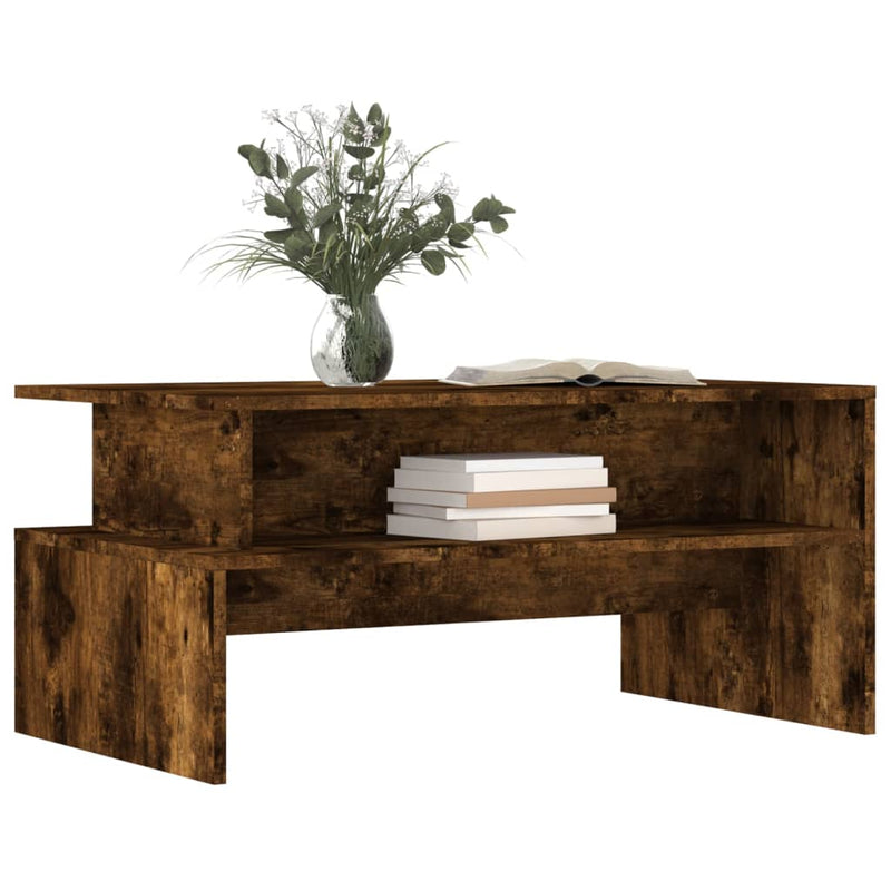 vidaXL füstös tölgy színű szerelt fa dohányzóasztal 90x55x42,5 cm