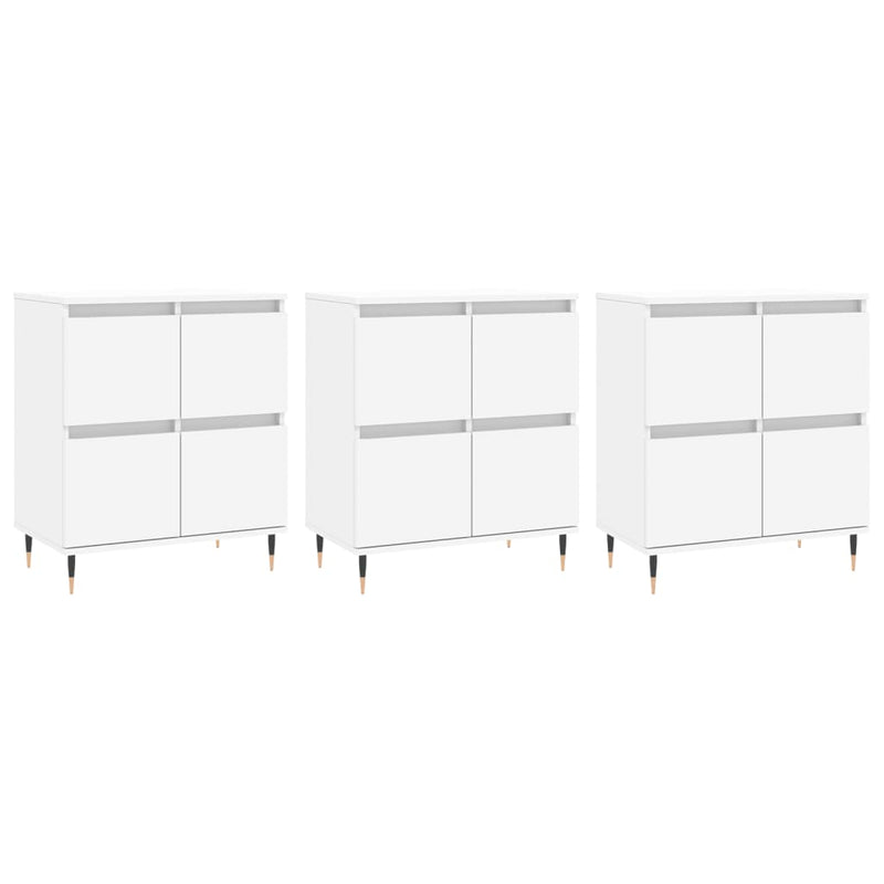 vidaXL 3 db fehér szerelt fa tálalószekrény