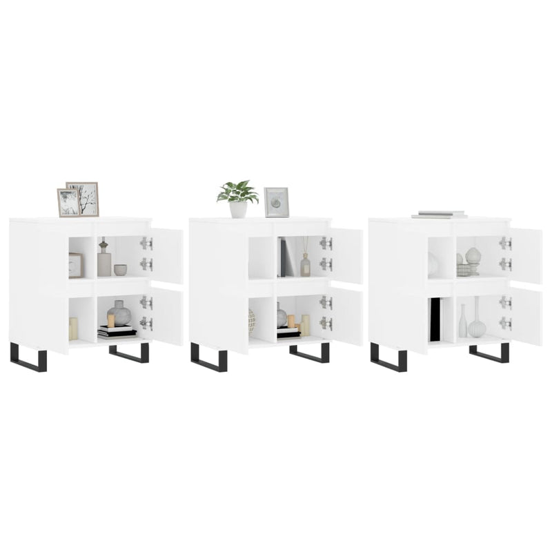 vidaXL 3 db fehér szerelt fa tálalószekrény