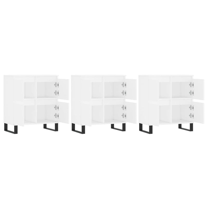 vidaXL 3 db fehér szerelt fa tálalószekrény