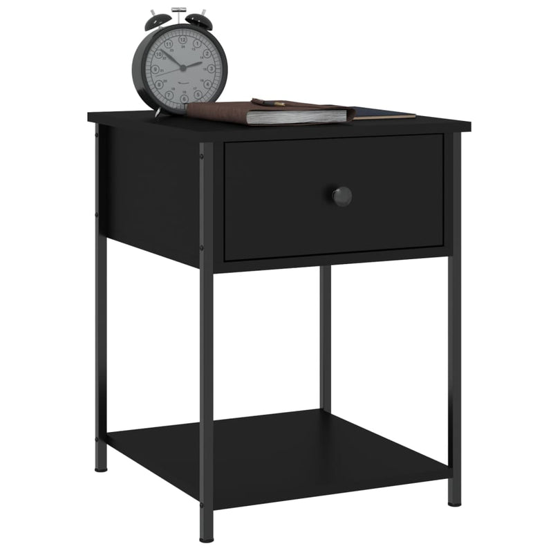 vidaXL 2 db fekete szerelt fa éjjeliszekrény 44 x 45 x 58 cm