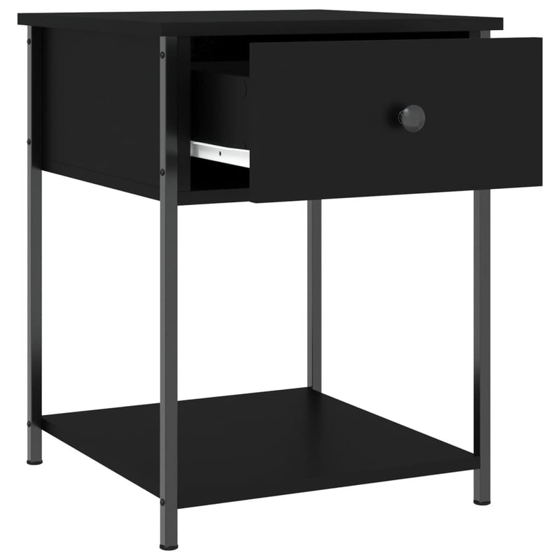 vidaXL 2 db fekete szerelt fa éjjeliszekrény 44 x 45 x 58 cm