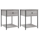 vidaXL 2 db szürke sonoma színű szerelt fa éjjeliszekrény 44x45x58 cm