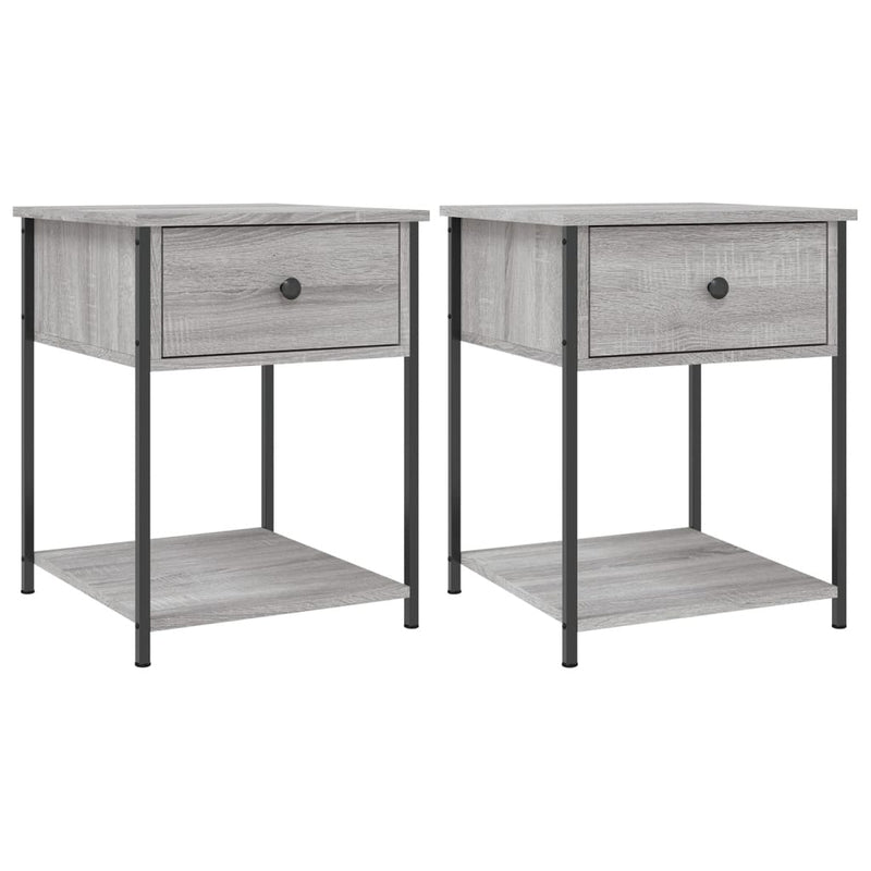 vidaXL 2 db szürke sonoma színű szerelt fa éjjeliszekrény 44x45x58 cm