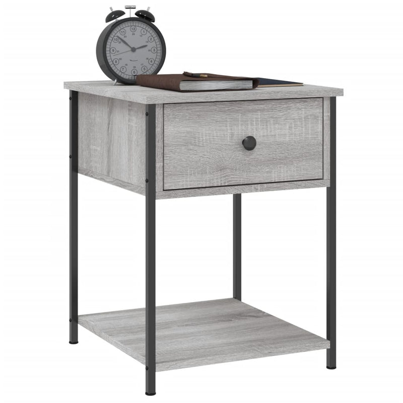 vidaXL 2 db szürke sonoma színű szerelt fa éjjeliszekrény 44x45x58 cm