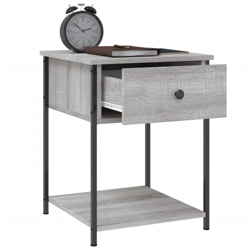 vidaXL 2 db szürke sonoma színű szerelt fa éjjeliszekrény 44x45x58 cm