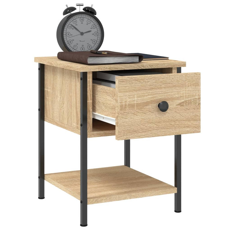 vidaXL 2 db sonoma tölgy színű szerelt fa éjjeliszekrény 34x35,5x45 cm