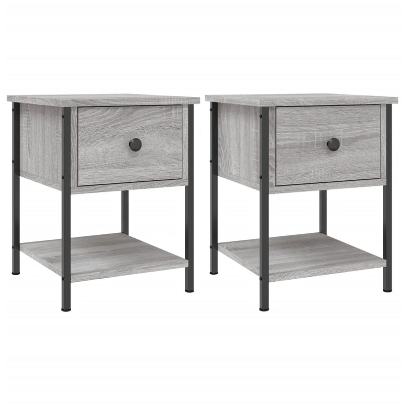 vidaXL 2 db szürke sonoma színű szerelt fa éjjeliszekrény 34x35,5x45cm