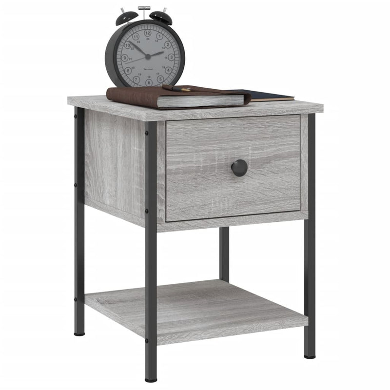 vidaXL 2 db szürke sonoma színű szerelt fa éjjeliszekrény 34x35,5x45cm