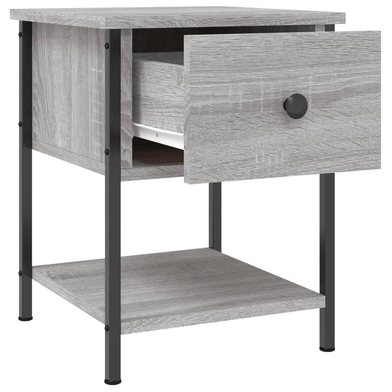 vidaXL 2 db szürke sonoma színű szerelt fa éjjeliszekrény 34x35,5x45cm