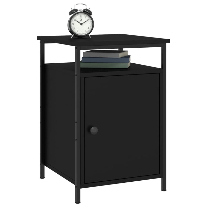 vidaXL 2 db fekete szerelt fa éjjeliszekrény 40 x 42 x 60 cm